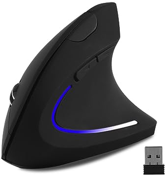 Souris verticale sans fil ergonomique sans fil haute précision Ergo Optical 2,4 G Souris de jeu légère sans fil avec 3 DPI800/1200/1600 réglables pour PC/ordinateur portable/bureau/Mac 6 boutons