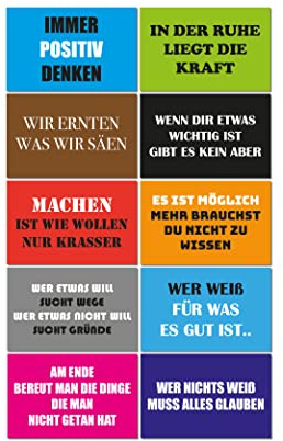 Smileyboard - Motivationskarten Magnet-Set - 10 Magnete Fuer Erfolg/Selbstbewusstsein/Mindset/Glaubenssätze/Resilienz/Gute Laune - 80 x 50mm