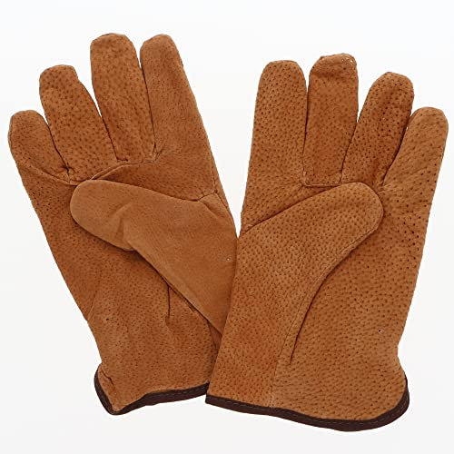 Robuste Leder Gartenhandschuhe Braune Schutzhandschuhe Lederhandschuhe Gartenarbeit Hobbygärtner Gefüttert und Atmungsaktiv