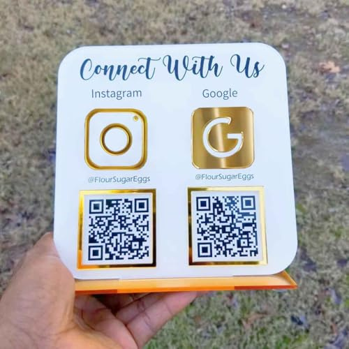 Pahdecor Personalisierte QR-Code-Schilder für Unternehmen, benutzerdefinierte Multi Social Media Zeichen Scan to Pay Zahlung Display Halter Acryl Instagram Facebook Venmo Cashapp Logo Plakette Ständer