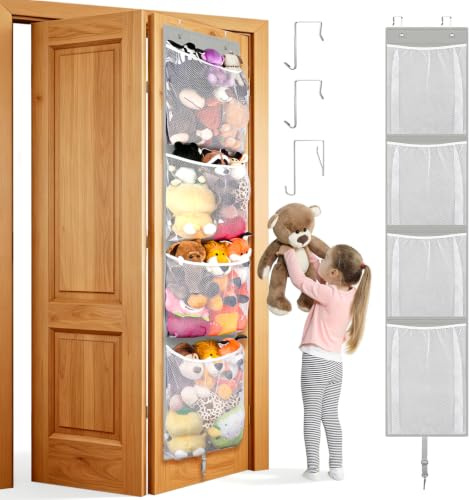 Aufbewahrung für Stofftiere über der Tür, Hängender Behälterhalter für Spielzeug, Organizer zum Aufhängen von Spielzeug, Aufbewahrungstasche für Stofftiere für Kinderzimmer, Kleiderschrank, Badezimmer