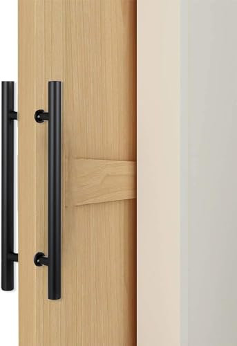 HACSYP Kommerzieller Türgriff, Schiebetürgriff mit Beschlägen, moderner Metall-Push-Pull-Türgriff, geeignet for Glastüren, Holztüren (Color : Black, Size : 80Cm/31.4In)