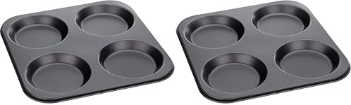 Jocbinltd 5501 4 Cup Yorkshire Pudding Tray, Black (Pack of 2)