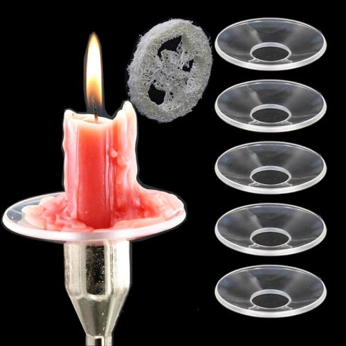 Kerzenringe für 22 mm Stabkerzen, verstärktes Glas, Bobeches Wachs, Tropfenfänger, Kerzen-Tropfstopper, 5 Stück