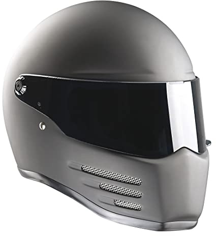Motorradhelm Bandit Fighter Schwarz Matt Visier Transparent Streetfighter Custom Biker Style Dull Black Motorrad Helmet Clear Visor Homolgado FIMB
