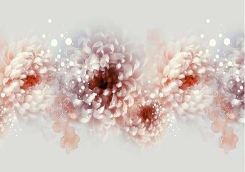 Fototapete Blumen 3D Tapeten 3D Effekt Wohnzimmer Schlafzimmer Vliestapete Einfache Schöne Rosa Pfingstrose Blume Natur Grau Graffiti Steinoptik Kinder Tapeten