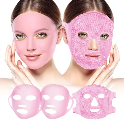 my novel things Kühlmaske Gesicht, Eismaske, Silikon Gesichtsmaske 3 Stück | Augenmaske Kühlend wiederverwendbar, Hautpflege Geschenk Set für Frauen, Reduziert Gesicht Schwellungen, Dunkle Kreise