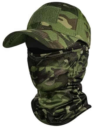 WUODHTW Sturmhaube, Gesichtsmaske, Camouflage, Baseballkappe, taktische Baseballkappe, Sonnenschutz, Sportkappe, Angelmütze, Gesichtsmaske