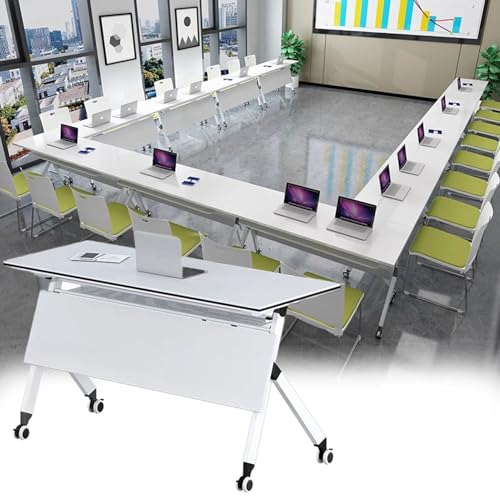 Konferenztisch Klappbare Mobile Konferenztische, Kombinations-Besprechungstisch, 1,2 M 1,4 M 1,6 M 1,8 M Langer Klappschreibtisch, Vielseitiger Home-Office-Arbeitstisch(L 160cm(63) x W 40cm(16))