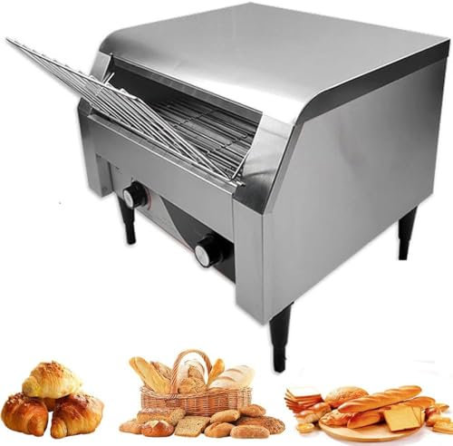 Tostadora transportadora comercial, horno tostador eléctrico de acero inoxidable para restaurante, tostadoras transportadoras industriales de servicio, para bollos de hamburguesas de bagel (150 reba
