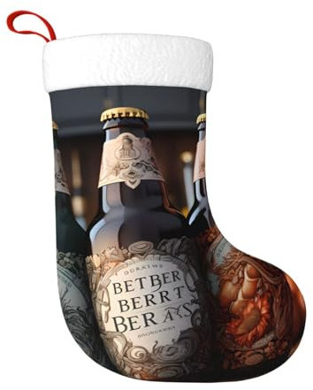 SSIULUS Siulas Weihnachtsstrumpf, Bierflaschen, 45,7 cm, groß, personalisierte Dekorationen für Familienurlaub, Party-Dekoration, 3 Stück