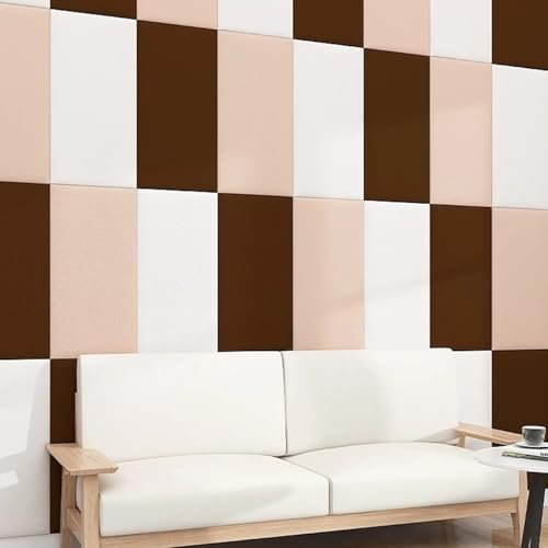 APMOE DIY Wandpaneele Gepolstert für Kinderzimmer/Schlafzimmer - Wandpolster Selbstklebend Wandkissen Bett Kopfteil Wandschutz für Kinder mit Autismus, SchalldäMmung Polsterpaneel Wand(Beige,4 Pcs)