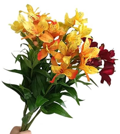 BQEE Künstliche peruanische Lilien, 74 cm, Seide und Kunststoff, Hochzeitssträuße, Zuhause, Büro, Garten, Party, Hotel, Dekoration, Gelb, 2 Stück