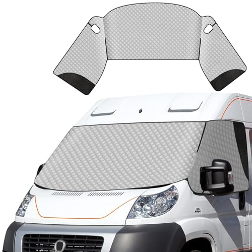 CISSIYOG Funda para Parabrisas de Autocaravana Compatible con Fiat Ducato, para Peugeot Boxer, para Ci-troen Relay X250/290 (2006-2024), Persiana Aislante Funda para Parabrisas con Bolsa de