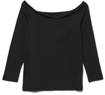 VERO MODA Off-Shoulder Top Vmpanda JRS GA Noos Haut à épaules dénudées 7/8, Noir, M Femmes