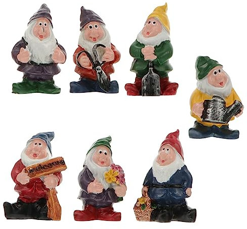 Yardwe Entzückendes Gnomenfiguren-Set 7 Einzigartige Stile Zwergen-Ornament Aus Kunstharz Für Kuchendekoration Und Schreibtischdekoration