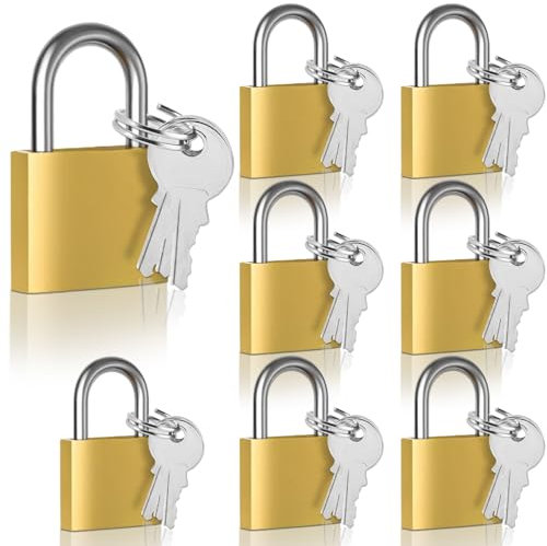 Cieex Lot de 8 cadenas clé Petits Cadenas Casier 40 x 30 x 8mm Étanche Cadenas de Sécurité pour Sacs de Voyage, Valise, Armoires, Casiers