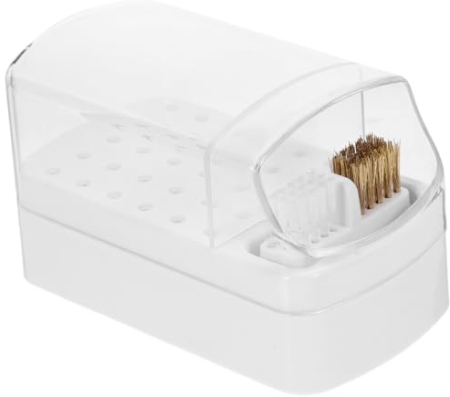 Ipetboom Caja de Almacenamiento para Brocas de Uñas 30 Agujeros Transparente Cepillo de Limpieza para Manicura Profesional y Uso Doméstico