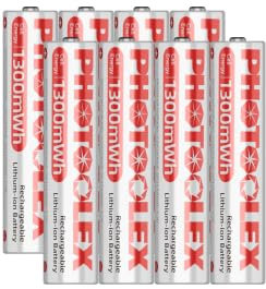 PHOTOOLEX AAA Batterie Ricaricabili da 1300mWh, 1,5V Pile Ricaricabili aaa al litio con Comodo Astuccio, batterie triple A al Li-ion durevoli con oltre 1600 cicli, Confezione da 8 pezzi