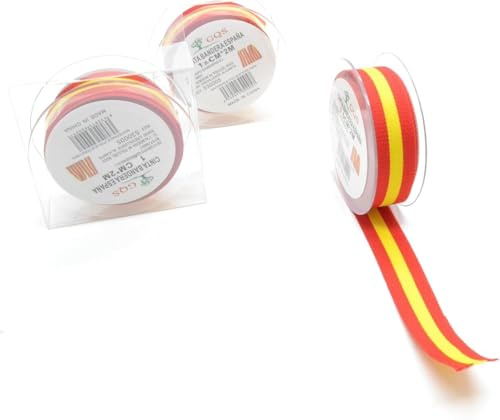 paquete de 2. 1 cm x 2 metros. 4 metros total. cinta bandera española rollo de tela para artes y manualidades. coser tela. Decoración de la bandera de España.