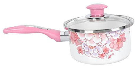 ULTECHNOVO 1Pc Multi Purpose Cooking Pot Thick Enamel Milk Stockpot for Induction Cooker for Food Stews and Porridge Convenient Handle and Cover Design Kitchen Utensil