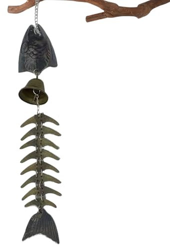 Bkljkf Scacciapensieri in metallo, a spina di pesce, decorazione da appendere, vintage, con suoni rilassanti, per giardino, balcone, terrazza ed esterni