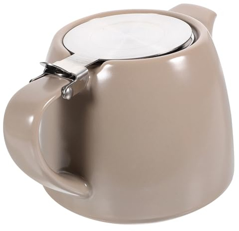 Mobestech Tetera de Cerámica Pequeña Estilo Chino Infusor de Acero Inoxidable, Capacidad Ligera, Diseño Semimate Gris Claro, para Té Suelto en Casa, Vajilla de Té Doméstica