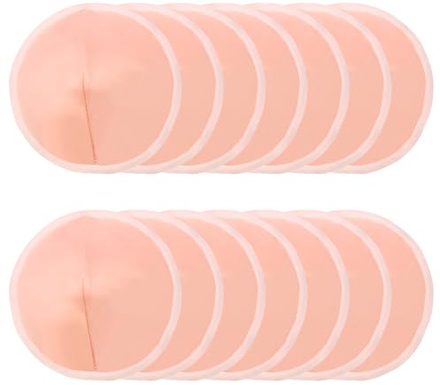 Nursing Breast Pads, 14 Packs Washable Reusable Nipple Pads for Breastfeeding Essentials (Beige, 5.91in)