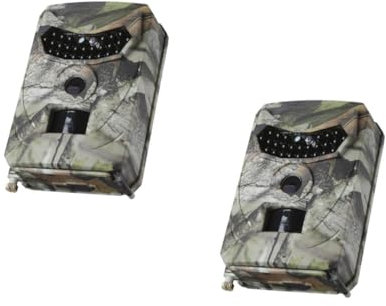 UKCOCO 2 Pièces Caméra de Chasse avec LED IR Caméscope Extérieur Étanche pour Animalière Agricole Batterie