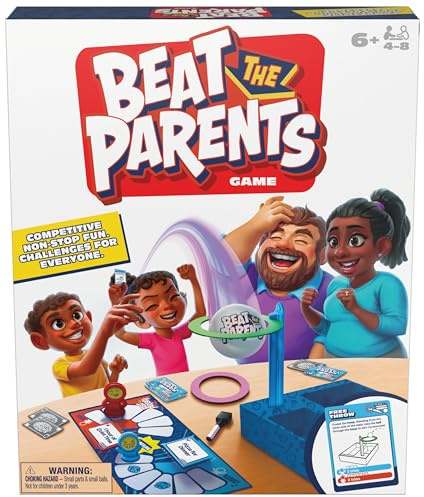 Spin Master Games, Beat the Parents, Edition 2025 mit neuen Herausforderungen & Karten, Freundlicher Wettbewerb, Familienspiel, lustige Aktivität für Kinder, Erwachsene & Familienspielabend, 4-8