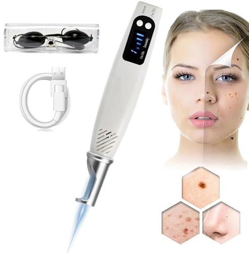 ZZwansuGE LáPiz para Eliminar Verrugas CutáNeas, Kit De Picosegundos con Luz Azul/Roja para Lunares, 9 Modos/4 Niveles, para Eliminar PigmentacióN, Cicatrices, Manchas Oscuras Y Pecas Sin Dolor.,Blue