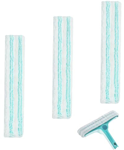 Gifcomda 3 Replacement Covers for Leifheit Window Wiper L - Microfibre Replacement Covers with Fastening, Easy Fit, Highly Absorbent, Best Glass Cleaning