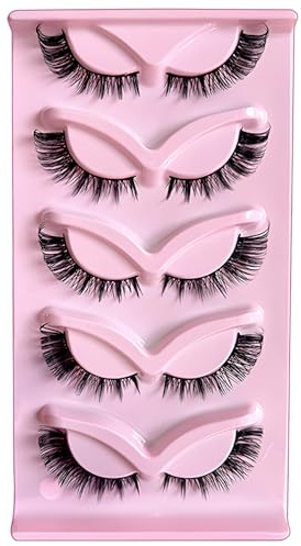 MOTIBACK Pestañas postizas, 5 pares de pestañas artificiales, pestañas naturales, pestañas postizas finas, pestañas naturales reutilizables, pestañas artificiales para regalos para niñas (50002)