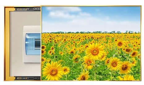 HSOQN Living Room Distribution Box Hanging Picture Sliding Type Wall Mounted Electrical Panel Cover Suitable for Entrance Halls (D,70x50cm)