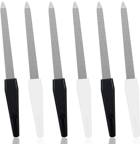 6 Stück Diamant Nagelfeile Feilen Nagel Nagelfeile Polierfeile Fingernägel Naturnägel Doppelseitige Doppelt Gewölbte Profi Edelstahl Diamant Staubbeschichtung Nail File für Maniküre Und Pediküre