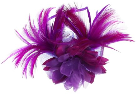 Serrage-tête à Pince pour Femme, Fascinateur Vintage en Nylon pour Mariage | Chapeau Miniature en Maille, Léger et Respirant, Ton Pourpre, Accessoire Coiffure Élégant