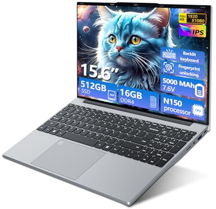 Txxren 15.6inch Laptop, Notebook N150 Processor up to 3.6GHz, 16GB DDR4 RAM 512 GB SSD Laptops Computer with 1920x1080 Display Win 11 Pro, 2*USB3.0, HDMI 4K, Bluetooth, WiFi 5