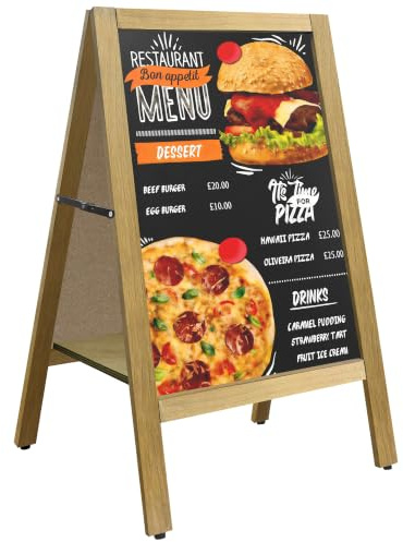 VAIIGO Aufsteller Kreidetafel Kundenstopper 45x85cm Holz Magnetischer A-Rahmen mit Ablage – Beidseitig klappbar, wetterfester Gehwegaufsteller, Werbetafel für Café, Gastro, Laden