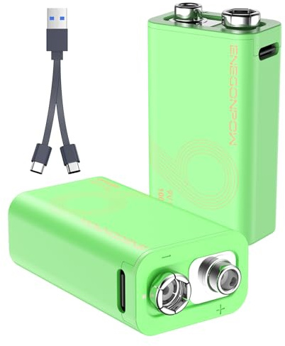 ENEGONPOW 2-Pack Pilas Recargables 9V Litio 1000mAh Carga Rápida Type-C, Ideales para Dispositivos de Precisión como Multímetros y Detectores de Humo