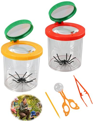 Insekten-Beobachter, 2er Set Lupenbecher mit 3-facher & 6-facher Vergrößerung, Insekten Viewer & Naturentdeckungs, Zur Erkundung von Insekten