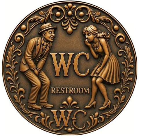 Cartello WC Cartello rotondo in ferro vintage WC Restroom - 7,87x7,87 Elegante coppia d'arte, arredamento bar bagno, facile da appendere(20x20cm)