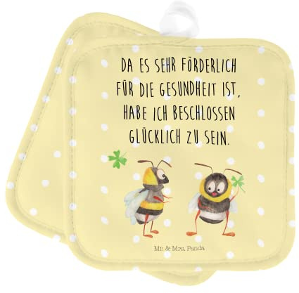 Mr. & Mrs. Panda Topfuntersetzer Hummeln Kleeblatt - Geschenk, Tiere, lustige Sprüche, Topfhandschuhe, Ofenhandschuh, Tiermotive, Biene, Topflappen