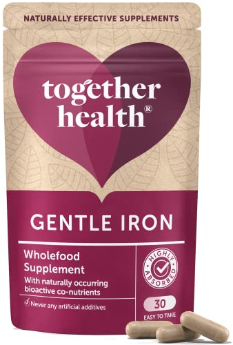 Gentle Iron – Together Health – Whole Food Nutrients – Iron and B Vitamins – Vegan Friendly – Made in The UK – 60 Vegecaps – Pack of 2