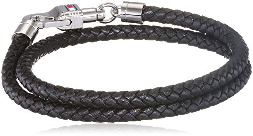 Tommy Hilfiger Jewelry Geflochtenes Lederarmband für Herren Schwarze Farbe - 2701063