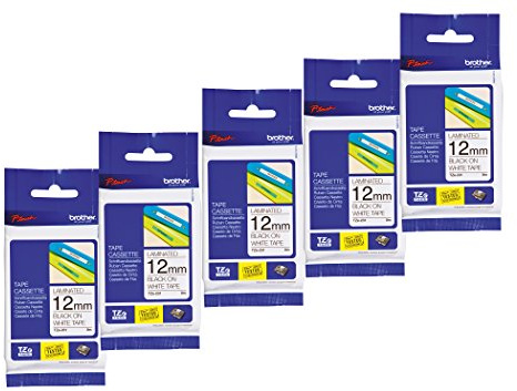 brother TZE-231 Schriftbandkassette P-Touch, 12 mm, schwarz/weiß (5 Stück)