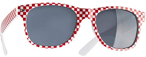 dressforfun retro Brille, Party Sonnenbrille, kariertes Gestell, für 90er Jahre Party, Oktoberfest, Ballermann Mottopartys, Fotobox Accessoires, Festival Gadget, JGA Zubehör