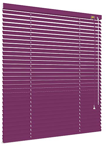 Klemmfix Alu Jalousie ohne Bohren - viele Größen und Farben - Aluminium Lamellen - Klemmträger Montage Fenster Tür - Rollo Faltrollo Sonnenschutz Jalousette (Größe 180 x 160 cm, Farbe Flieder)