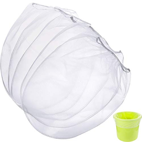 Boao Paint Filter Strainer Bags White Fine Mesh Paint Strainer Bags Elastic Top Disposable Bucket Filter for Painting, Gardening, Plant Protection(20 Pieces,5 Gallon)