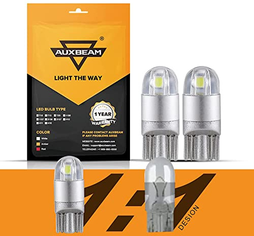 Auxbeam 194 LED Bulb, 168 T10 W5W Bulbs 6000K White, 3030 Chips T10 2825 Replacement Bulb for License Plate Lights, Dome Map Light, Courtesy Light Bulbs (2 PCS)