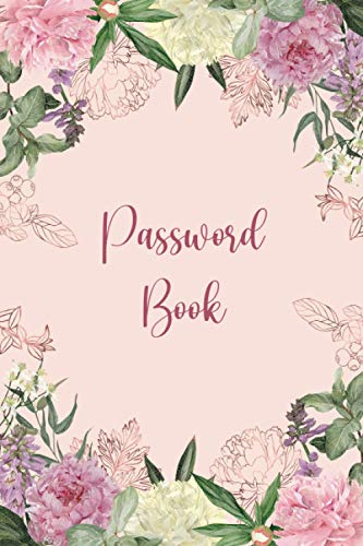 Password Book with Alphabetical tabs large print: internet password keeper logbook with alphabetized tabbed pages 6x9 | pretty flowers golden rose ... | log book and internet password organizer